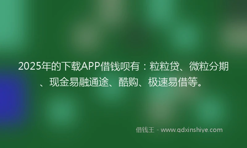2025年的下载APP借钱呗有：粒粒贷、微粒分期、现金易融通途、酷购、极速易借等。