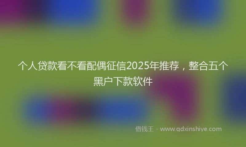 个人贷款看不看配偶征信2025年推荐，整合五个黑户下款软件