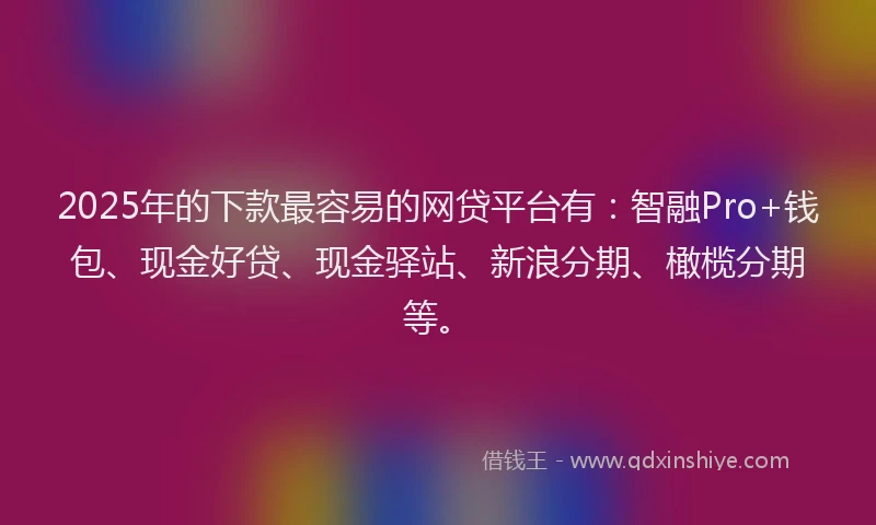 2025年的下款最容易的网贷平台有：智融Pro+钱包、现金好贷、现金驿站、新浪分期、橄榄分期等。