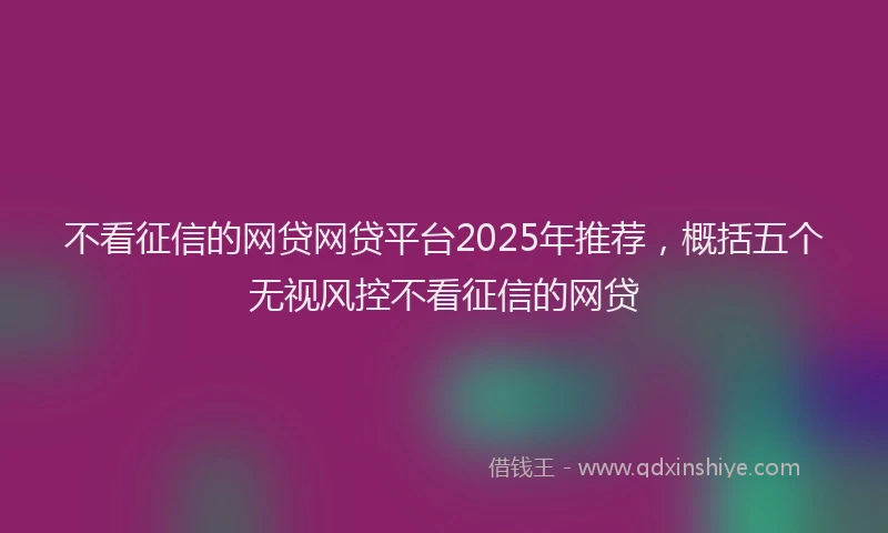 不看征信的网贷网贷平台2025年推荐，概括五个无视风控不看征信的网贷