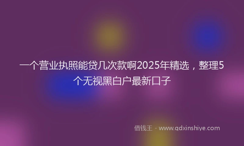 一个营业执照能贷几次款啊2025年精选，整理5个无视黑白户最新口子
