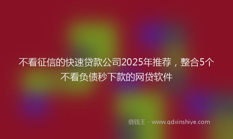 不看征信的快速贷款公司2025年推荐，整合5个不看负债秒下款的网贷软件