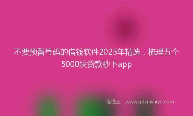不要预留号码的借钱软件2025年精选，梳理五个5000块贷款秒下app