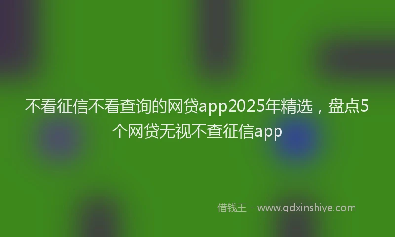不看征信不看查询的网贷app2025年精选，盘点5个网贷无视不查征信app