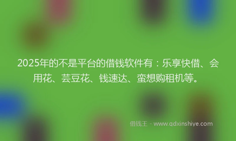 2025年的不是平台的借钱软件有：乐享快借、会用花、芸豆花、钱速达、蛮想购租机等。