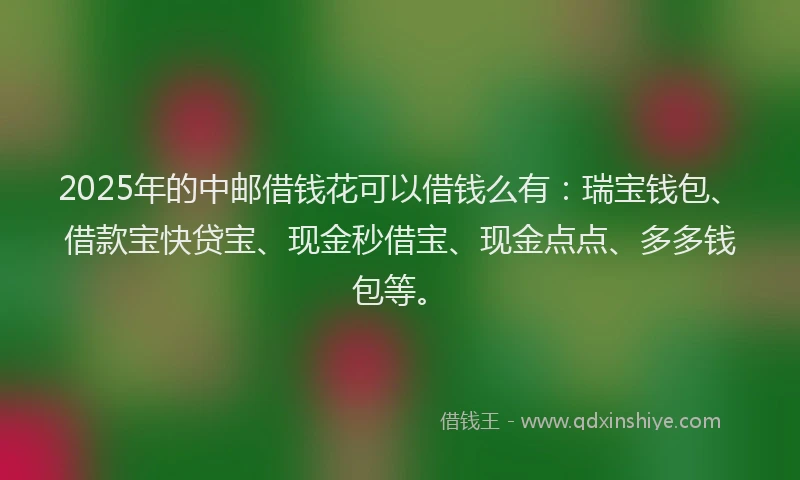 2025年的中邮借钱花可以借钱么有：瑞宝钱包、借款宝快贷宝、现金秒借宝、现金点点、多多钱包等。