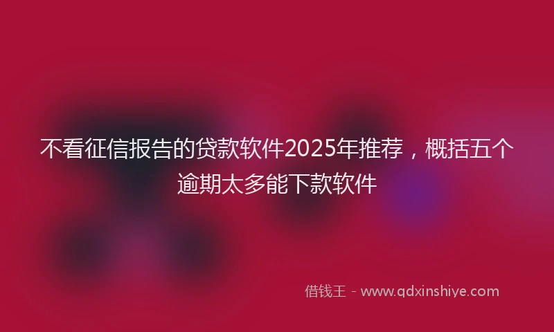 不看征信报告的贷款软件2025年推荐，概括五个逾期太多能下款软件
