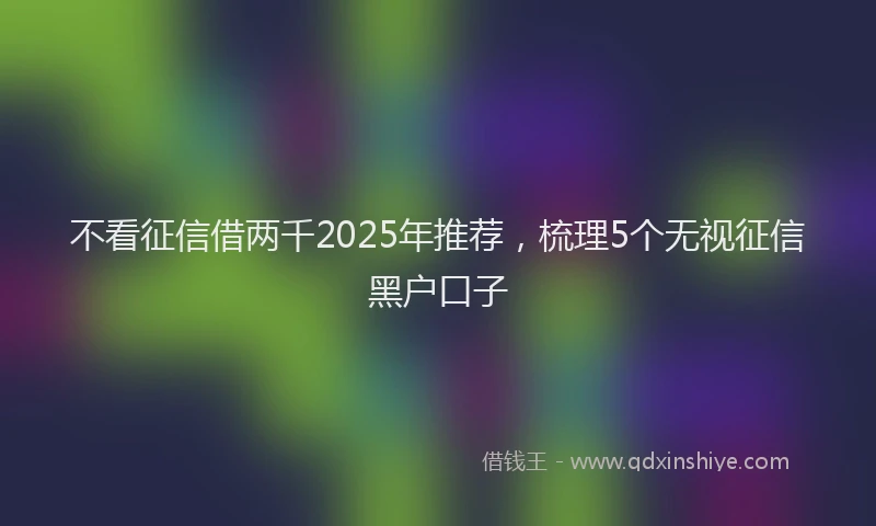 不看征信借两千2025年推荐，梳理5个无视征信黑户口子