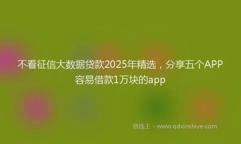 不看征信大数据贷款2025年精选，分享五个APP容易借款1万块的app