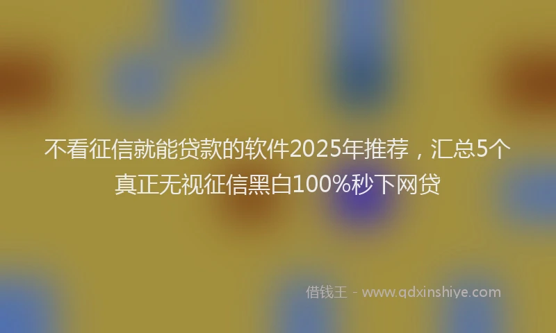 不看征信就能贷款的软件2025年推荐，汇总5个真正无视征信黑白100%秒下网贷