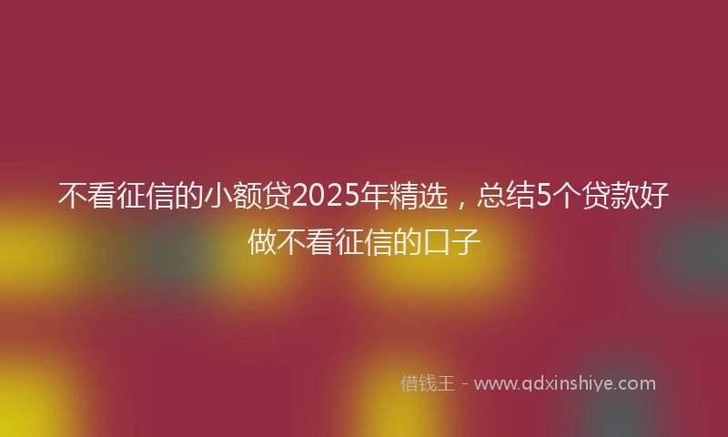 不看征信的小额贷2025年精选，总结5个贷款好做不看征信的口子