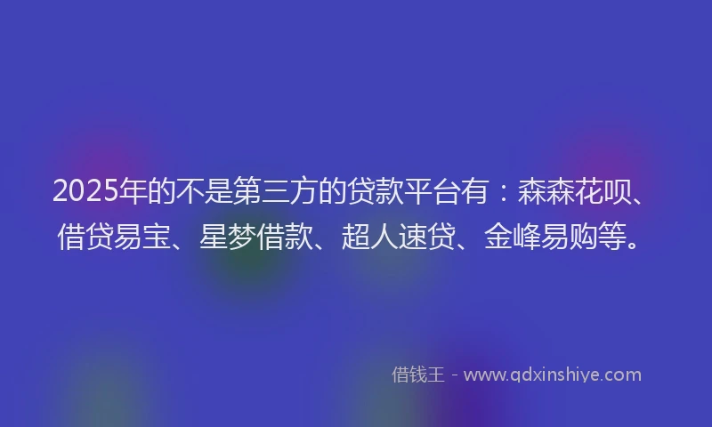 2025年的不是第三方的贷款平台有：森森花呗、借贷易宝、星梦借款、超人速贷、金峰易购等。