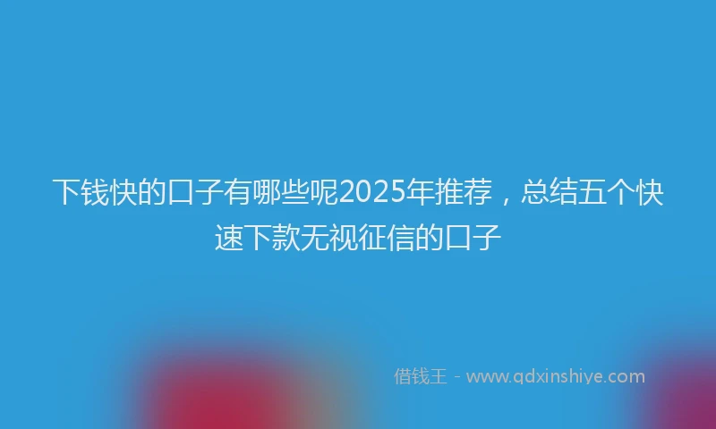 下钱快的口子有哪些呢2025年推荐,总结五个快速下款无视征信的口子