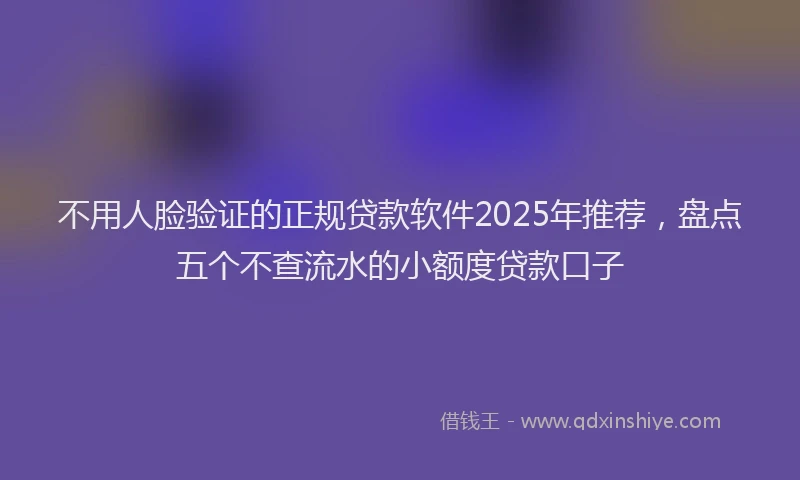 不用人脸验证的正规贷款软件2025年推荐，盘点五个不查流水的小额度贷款口子