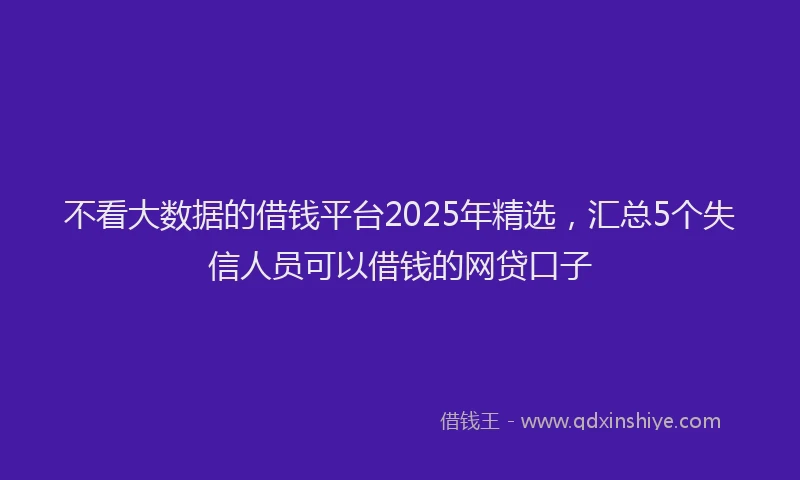 不看大数据的借钱平台2025年精选，汇总5个失信人员可以借钱的网贷口子
