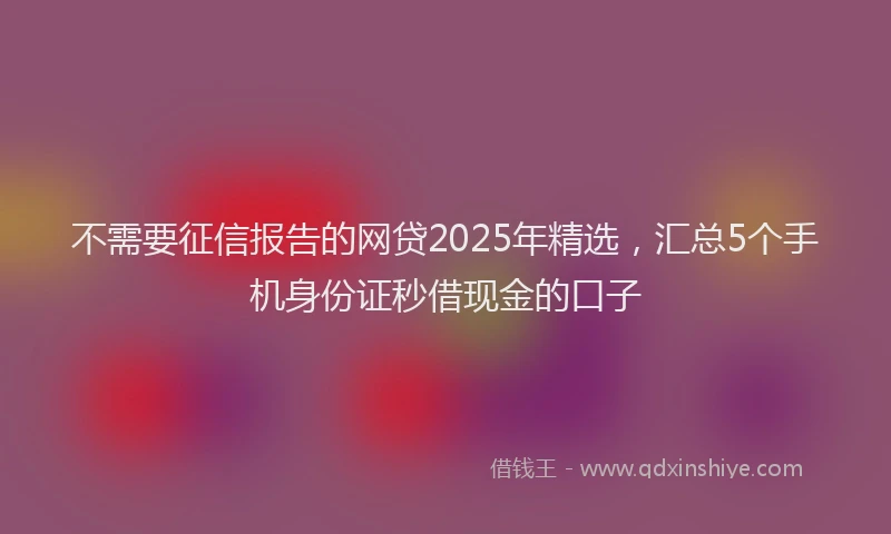 不需要征信报告的网贷2025年精选，汇总5个手机身份证秒借现金的口子