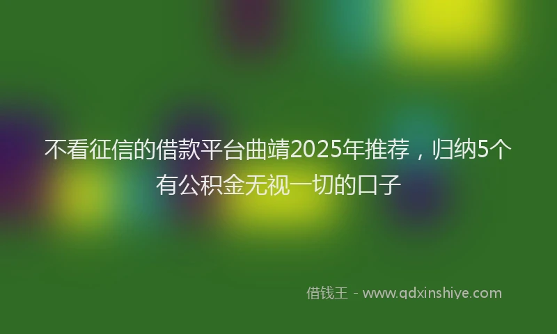 不看征信的借款平台曲靖2025年推荐，归纳5个有公积金无视一切的口子