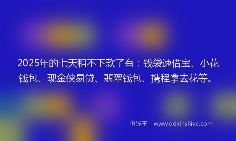 2025年的七天租不下款了有：钱袋速借宝、小花钱包、现金侠易贷、翡翠钱包、携程拿去花等。