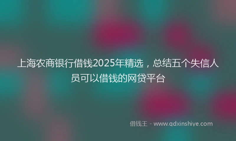 上海农商银行借钱2025年精选，总结五个失信人员可以借钱的网贷平台