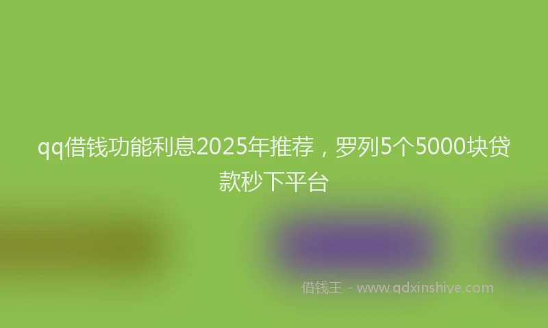 qq借钱功能利息2025年推荐，罗列5个5000块贷款秒下平台