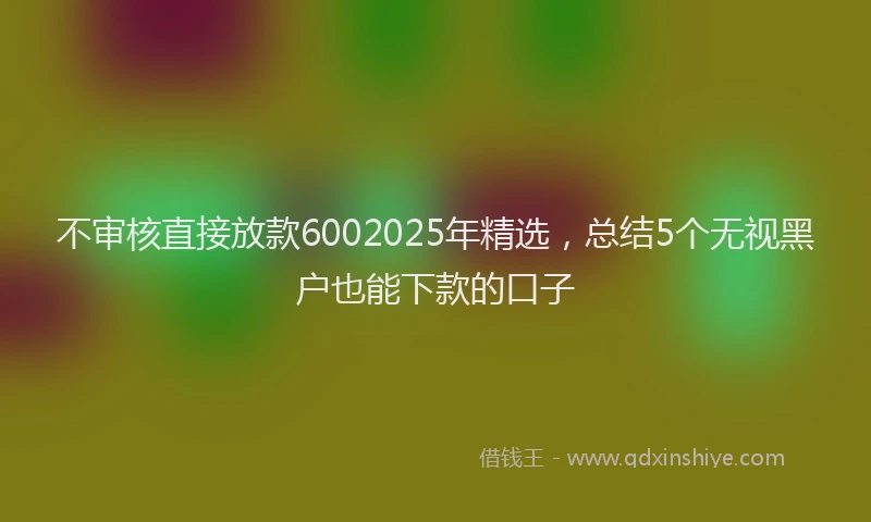 不审核直接放款6002025年精选，总结5个无视黑户也能下款的口子