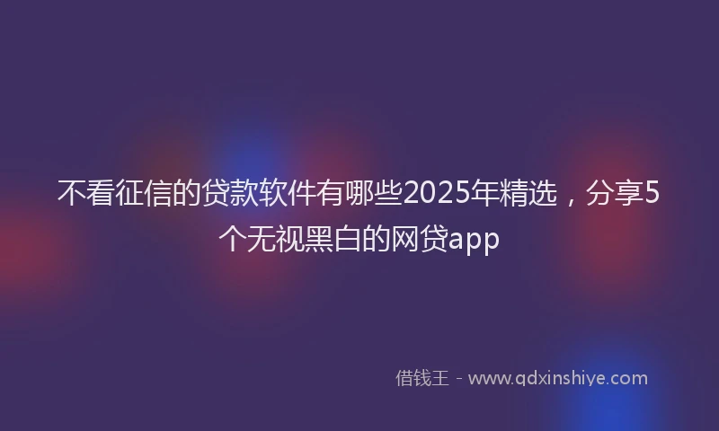 不看征信的贷款软件有哪些2025年精选，分享5个无视黑白的网贷app