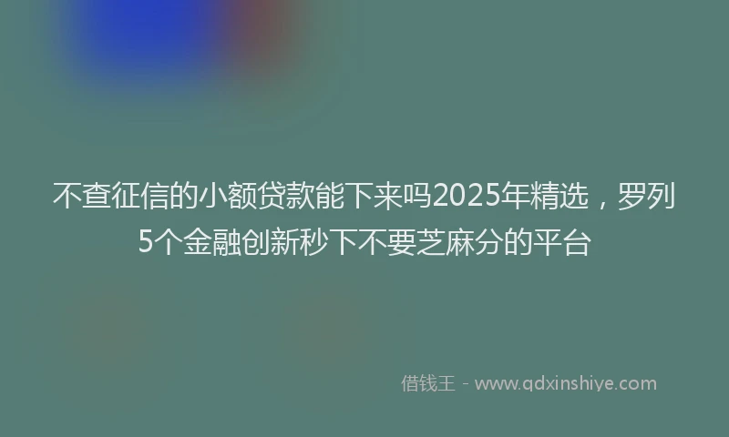 不查征信的小额贷款能下来吗2025年精选，罗列5个金融创新秒下不要芝麻分的平台