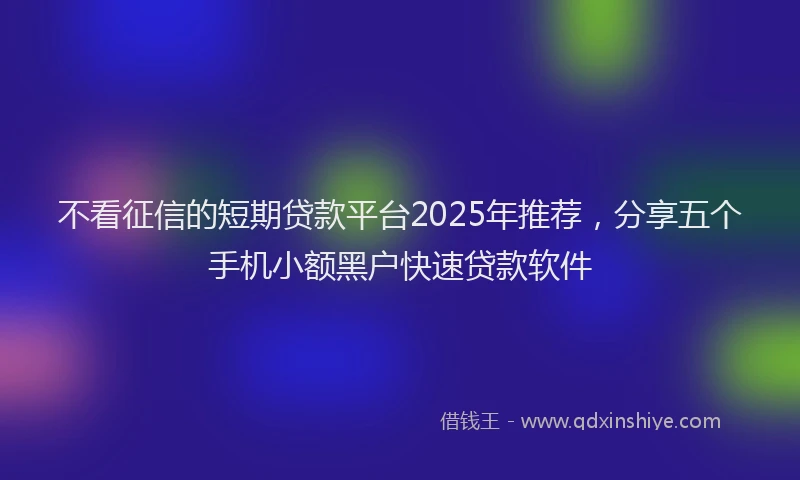 不看征信的短期贷款平台2025年推荐，分享五个手机小额黑户快速贷款软件