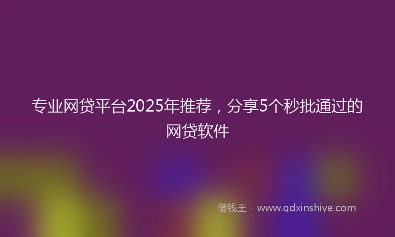 专业网贷平台2025年推荐，分享5个秒批通过的网贷软件