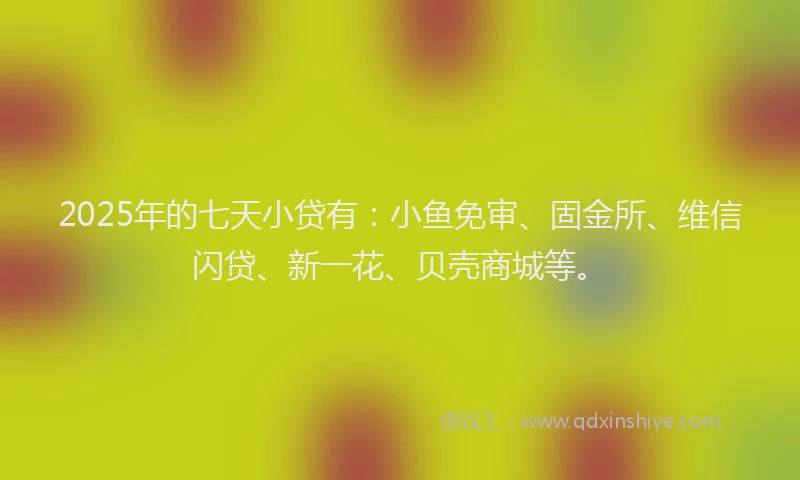 2025年的七天小贷有：小鱼免审、固金所、维信闪贷、新一花、贝壳商城等。