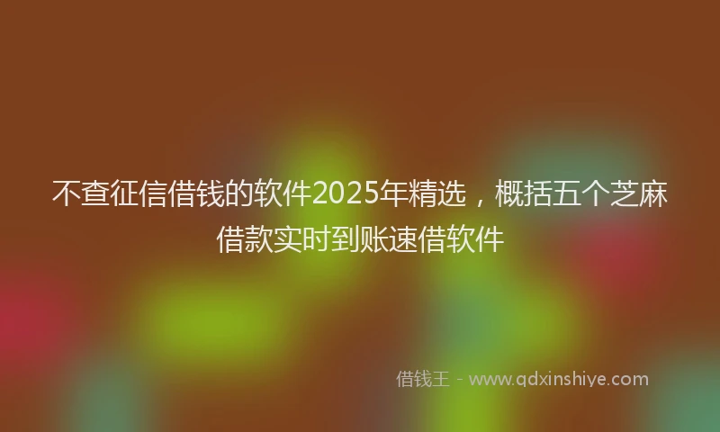 不查征信借钱的软件2025年精选，概括五个芝麻借款实时到账速借软件