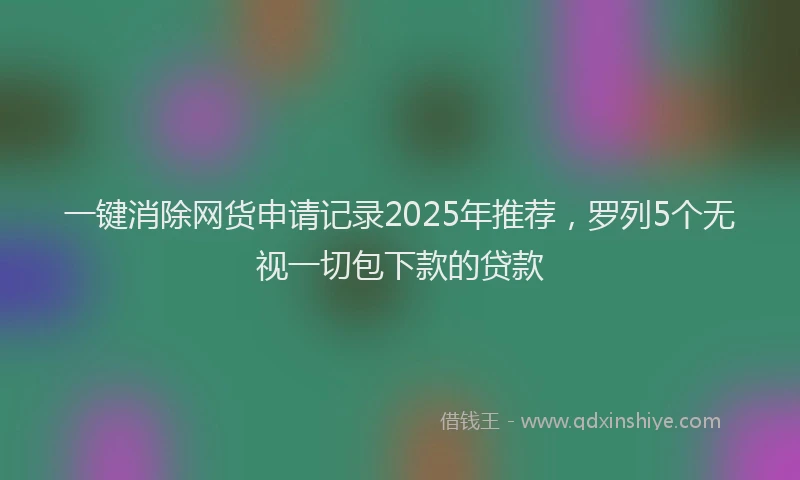 一键消除网货申请记录2025年推荐，罗列5个无视一切包下款的贷款