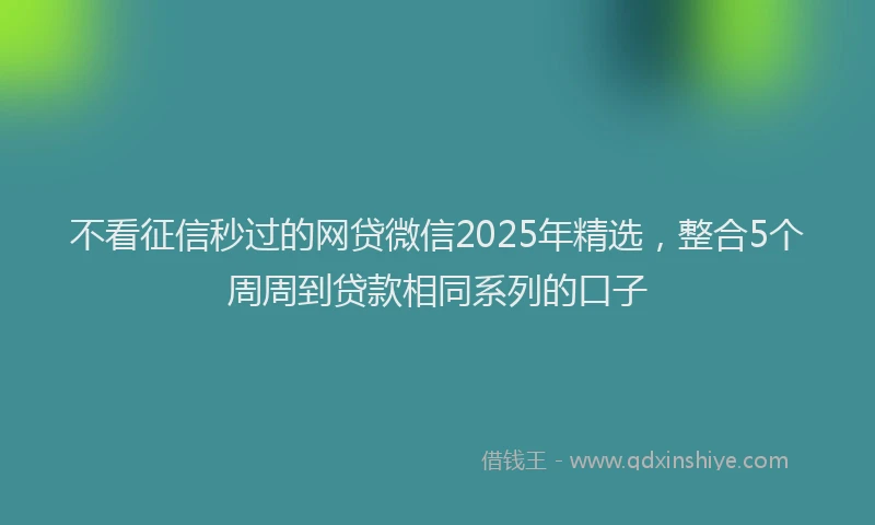 不看征信秒过的网贷微信2025年精选，整合5个周周到贷款相同系列的口子