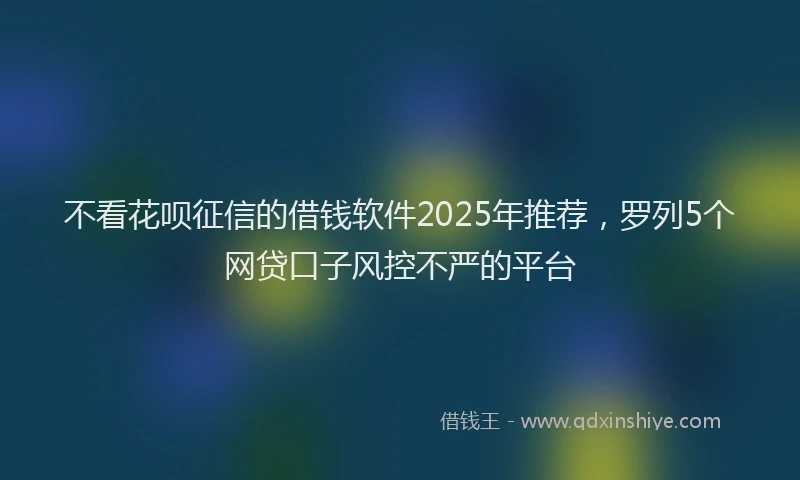不看花呗征信的借钱软件2025年推荐，罗列5个网贷口子风控不严的平台