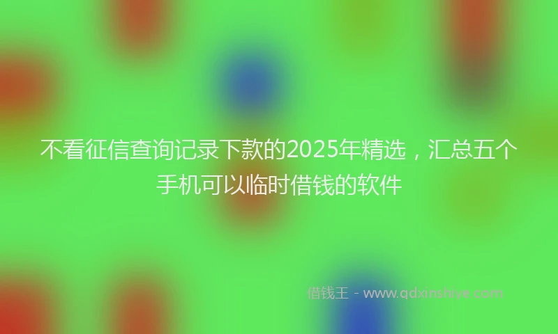 不看征信查询记录下款的2025年精选，汇总五个手机可以临时借钱的软件