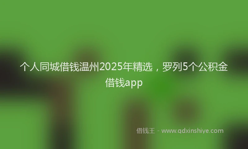 个人同城借钱温州2025年精选,罗列5个公积金借钱app