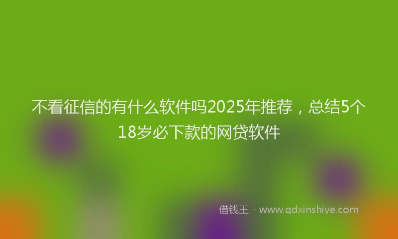 不看征信的有什么软件吗2025年推荐，总结5个18岁必下款的网贷软件