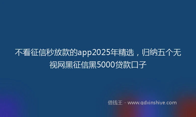 不看征信秒放款的app2025年精选，归纳五个无视网黑征信黑5000贷款口子
