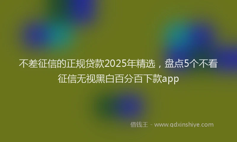 不差征信的正规贷款2025年精选，盘点5个不看征信无视黑白百分百下款app