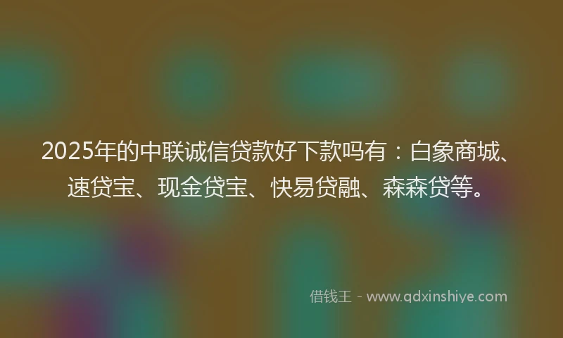 2025年的中联诚信贷款好下款吗有：白象商城、速贷宝、现金贷宝、快易贷融、森森贷等。
