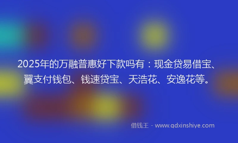 2025年的万融普惠好下款吗有:现金贷易借宝、翼支付钱包、钱速贷宝、天浩花、安逸花等。
