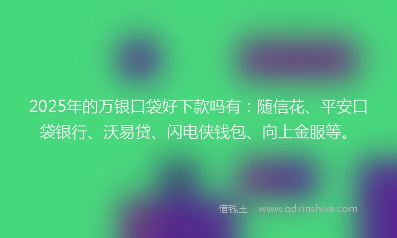 2025年的万银口袋好下款吗有：随信花、平安口袋银行、沃易贷、闪电侠钱包、向上金服等。