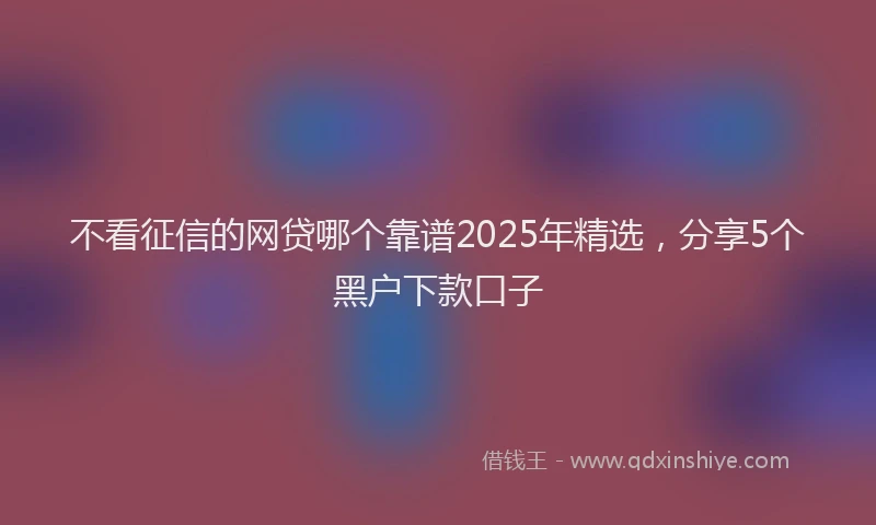 不看征信的网贷哪个靠谱2025年精选，分享5个黑户下款口子
