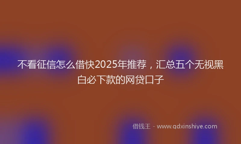 不看征信怎么借快2025年推荐，汇总五个无视黑白必下款的网贷口子