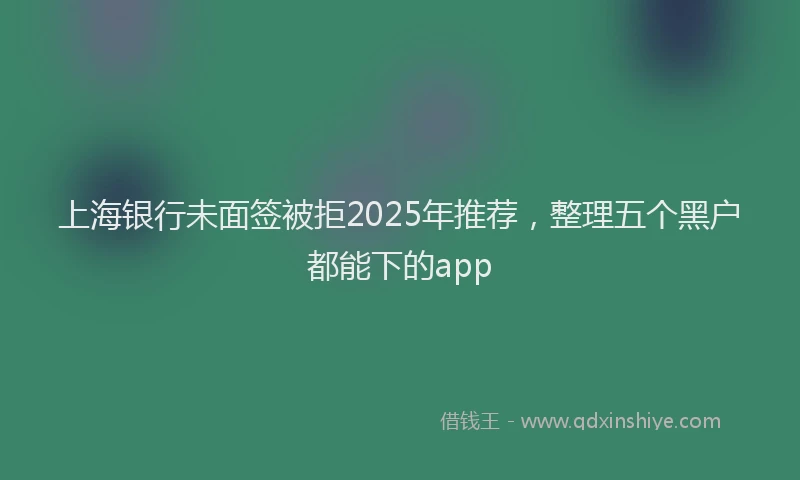 上海银行未面签被拒2025年推荐，整理五个黑户都能下的app