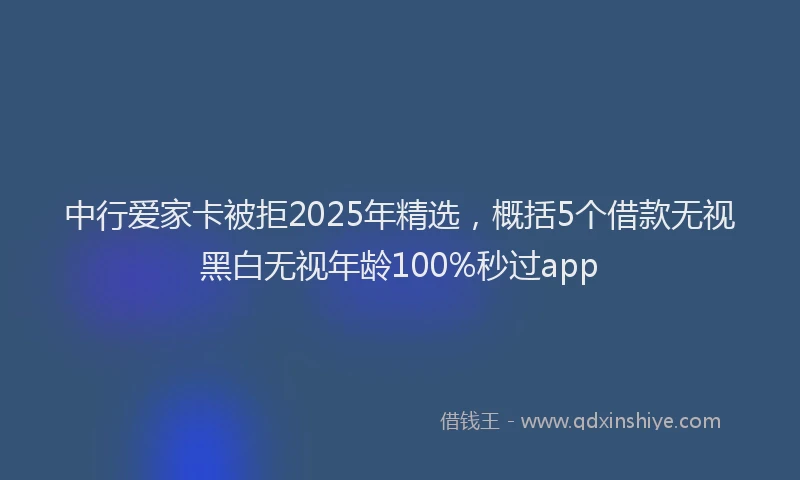 中行爱家卡被拒2025年精选，概括5个借款无视黑白无视年龄100%秒过app
