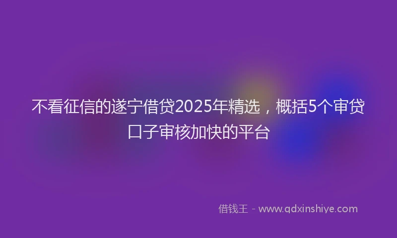 不看征信的遂宁借贷2025年精选，概括5个审贷口子审核加快的平台