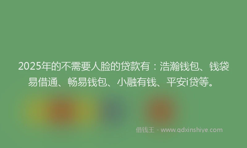2025年的不需要人脸的贷款有：浩瀚钱包、钱袋易借通、畅易钱包、小融有钱、平安i贷等。