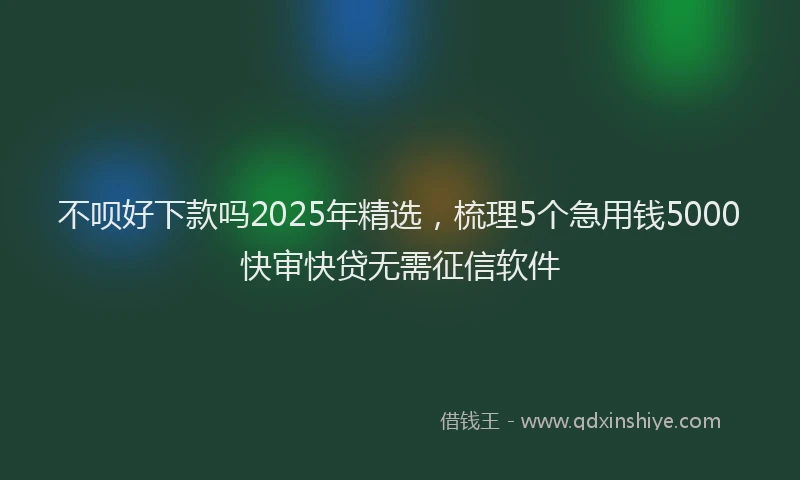 不呗好下款吗2025年精选，梳理5个急用钱5000快审快贷无需征信软件
