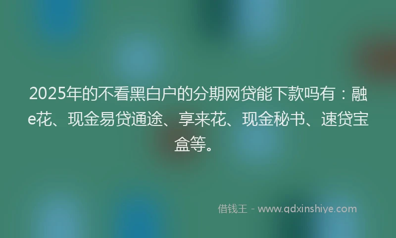 2025年的不看黑白户的分期网贷能下款吗有：融e花、现金易贷通途、享来花、现金秘书、速贷宝盒等。